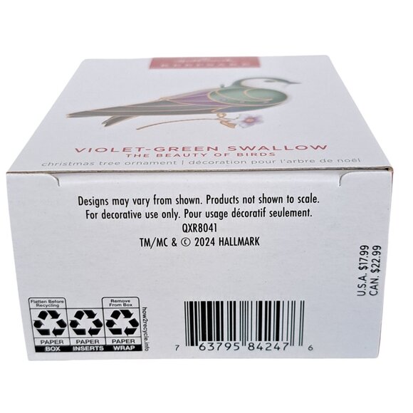 The Beauty of Birds Violet-Green Swallow Ornament NEW - Picture 9 of 11